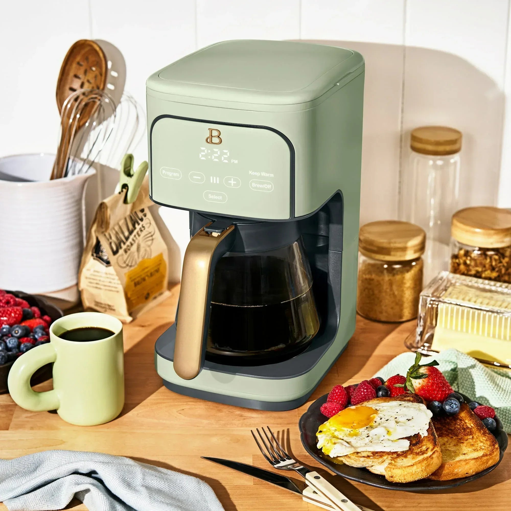 Beautiful 12 Cup Programmable Coffee Maker, White Icing by Drew Barrymore
