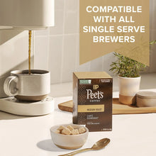 Peet's Coffee medium roast Brazil single-serve pod box with brewed cup