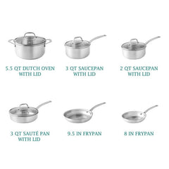 The Pioneer Woman 14-Piece Stainless Steel Cookware Set, Cooking Pots and Pans Set with Kitchen Utensils