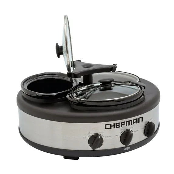 Chefman Triple Slow Cooker - Stainless Steel
