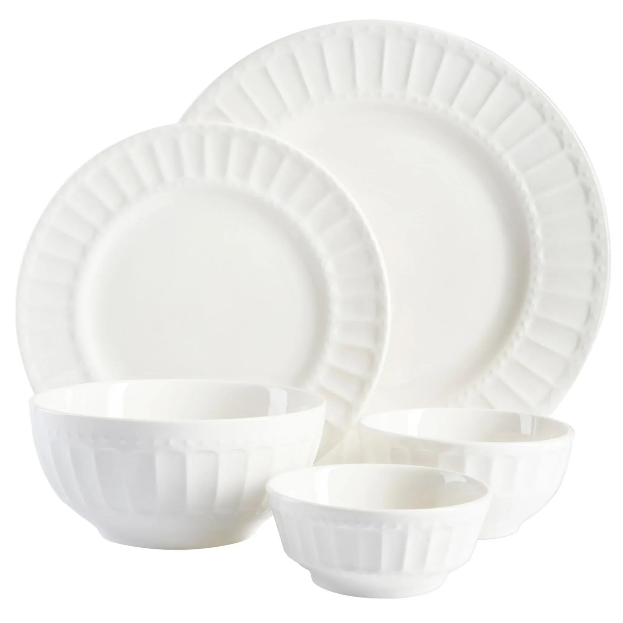 Gibson Home Gracious Dining Gourmet Expressions 40 Piece Embossed Porcelain Dinnerware Set
