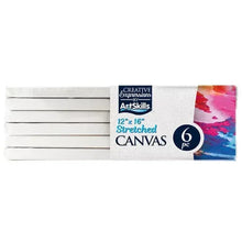Stretched canvas set of six, white primed panels, 12 x 16 in, side view