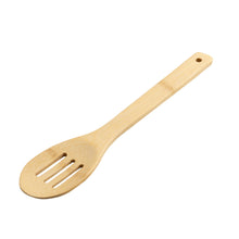 Bamboo cooking fork spoon with three tines and hanging hole