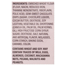 Ingredients list for chewy chocolate chip cookies, enriched wheat flour
