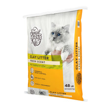 Clay cat litter bag with gray cat photo, Special Kitty logo, fresh scent, 48 lb