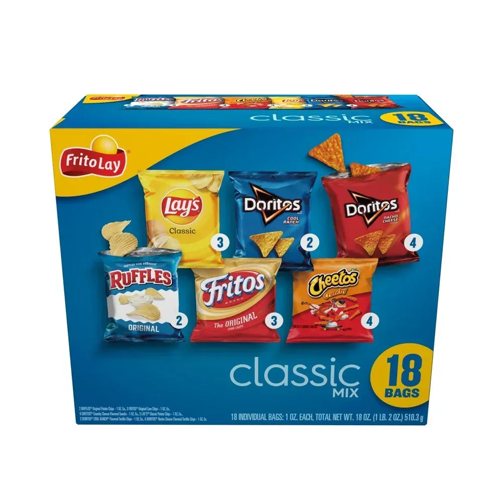 Classic Mix Variety Pack Snack Chips, 1Oz Bags, 18 Count Multipack (Assortment May Vary)