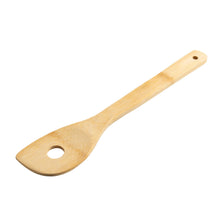 Bamboo ladle spoon with rounded bowl cutout and hanging hole