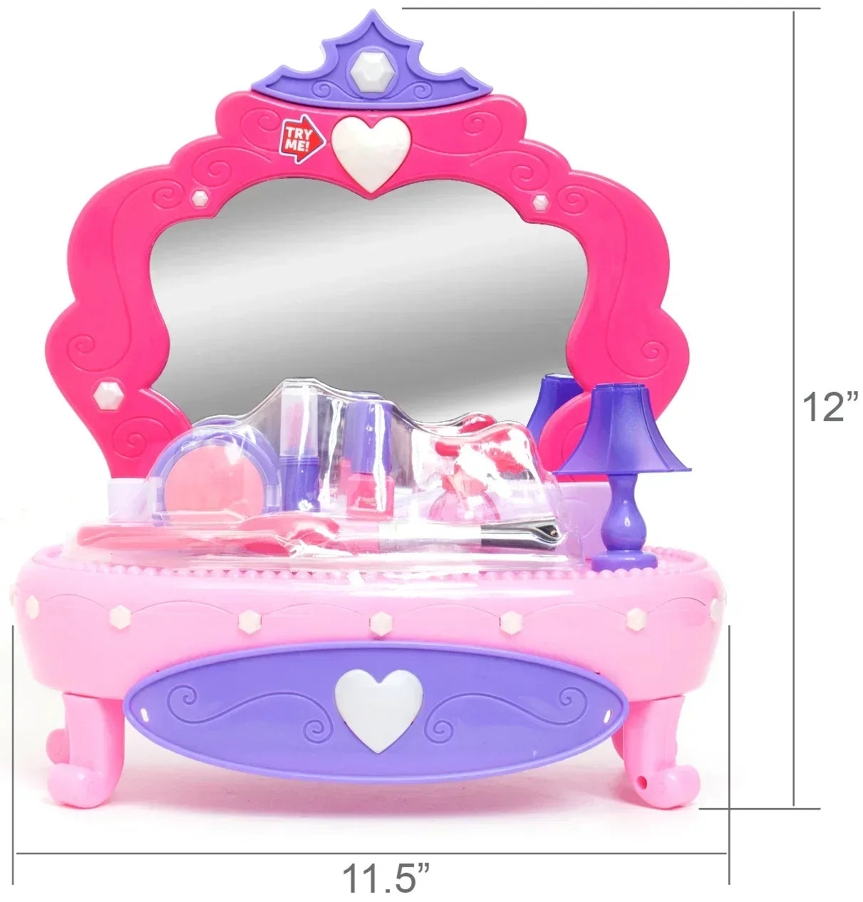 Kid Connection Light-Up Plastic Vanity Set with Storage Drawer, 7 Pieces, Baby and Toddler Toy - USA MEGA SHOP