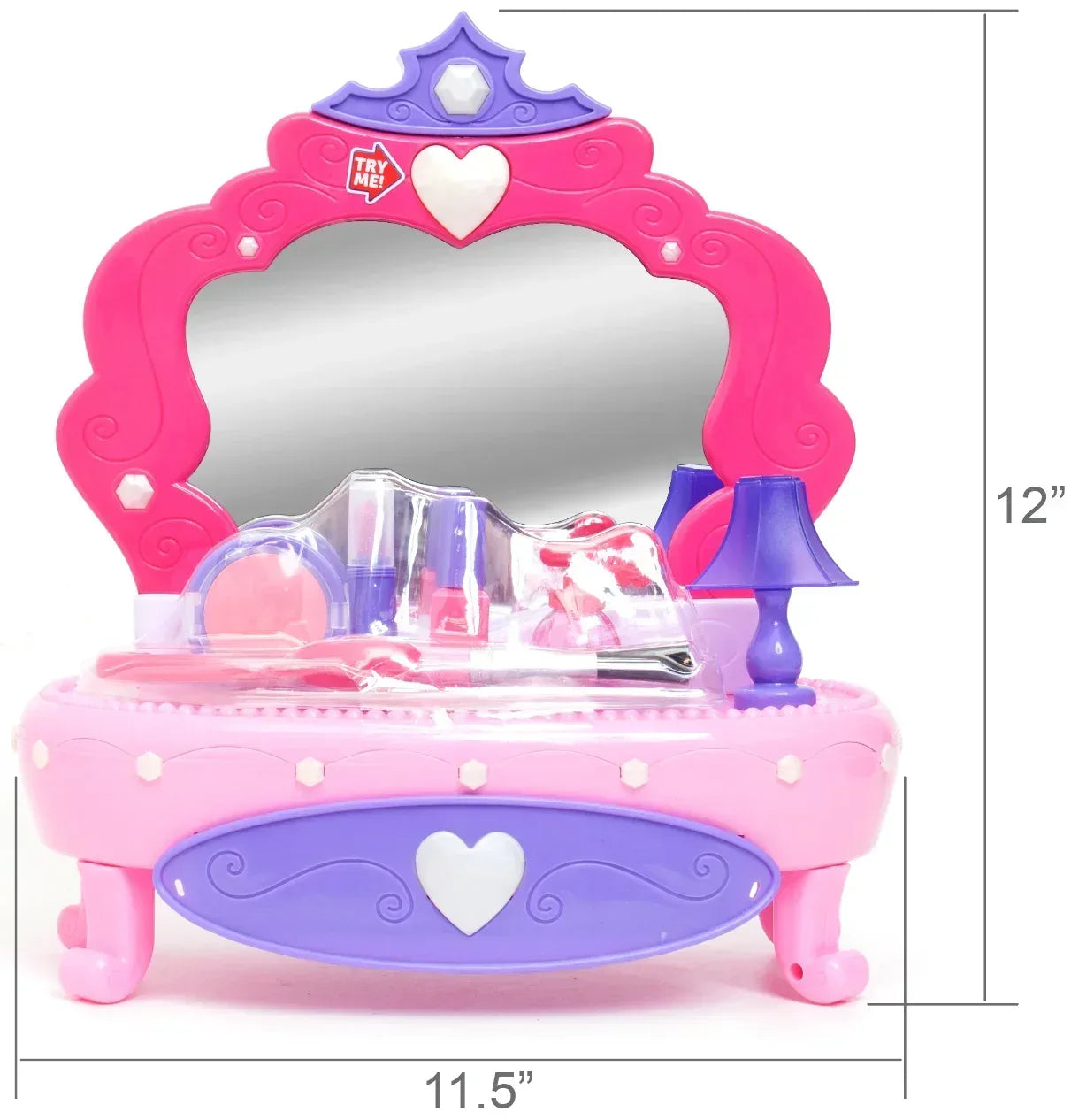 Kid Connection Light-Up Plastic Vanity Set with Storage Drawer, 7 Pieces, Baby and Toddler Toy