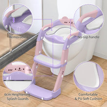 Adjustable toddler potty seat with removable inner bowl, anti-slip handle and ladder