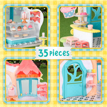 Bakery dollhouse playset with display case, cupcakes, and accessories