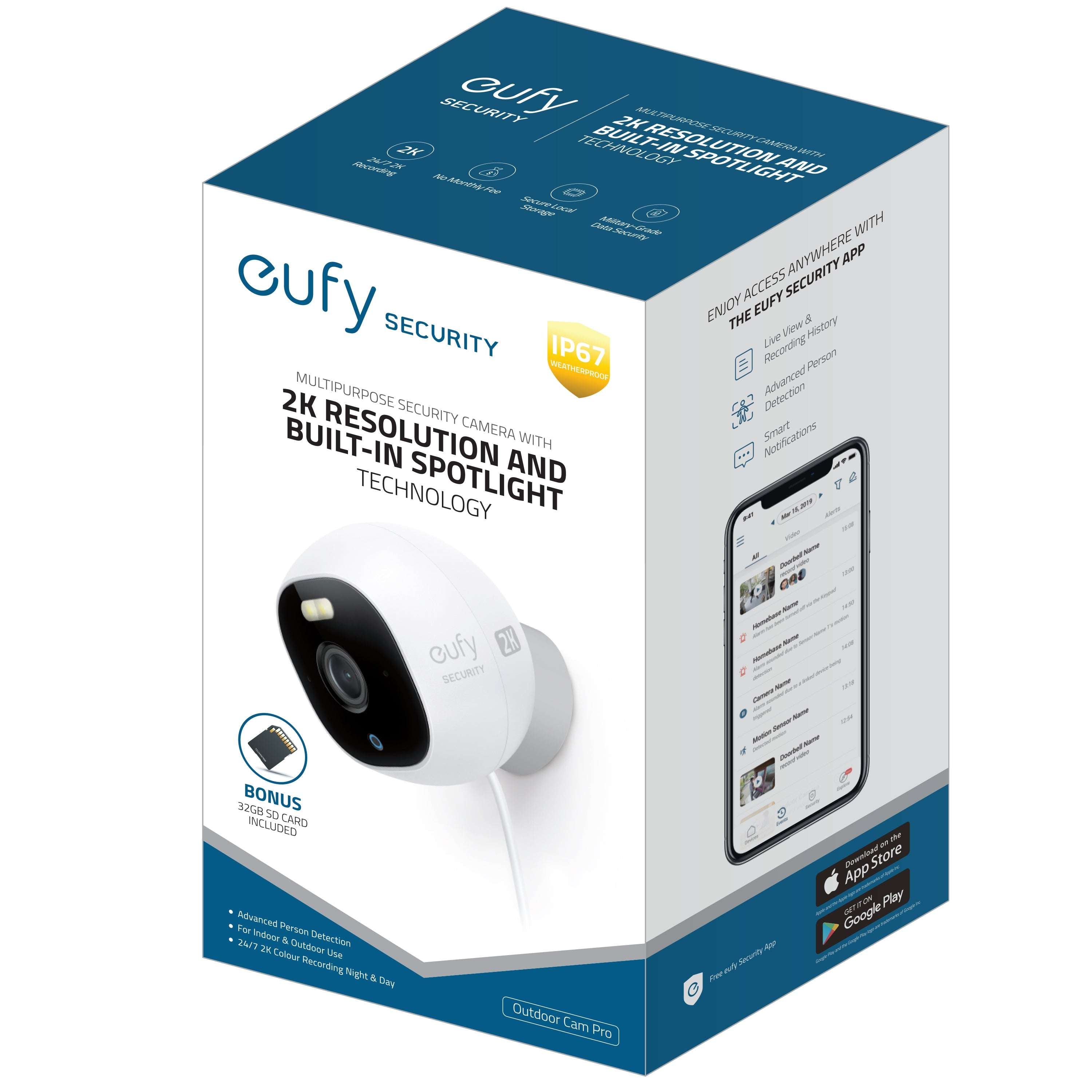 eufy Wired Outdoor 2K Surveillance Camera with Spotlight, No Subscriptions, 2.4 GHz Wi-Fi