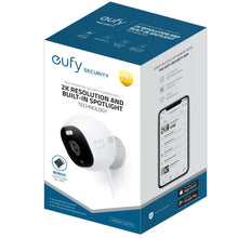 eufy Security retail box for 2K resolution wired spotlight surveillance camera