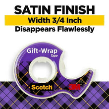 Scotch gift-wrap tape dispenser, purple plaid satin finish, 3/4 inch width
