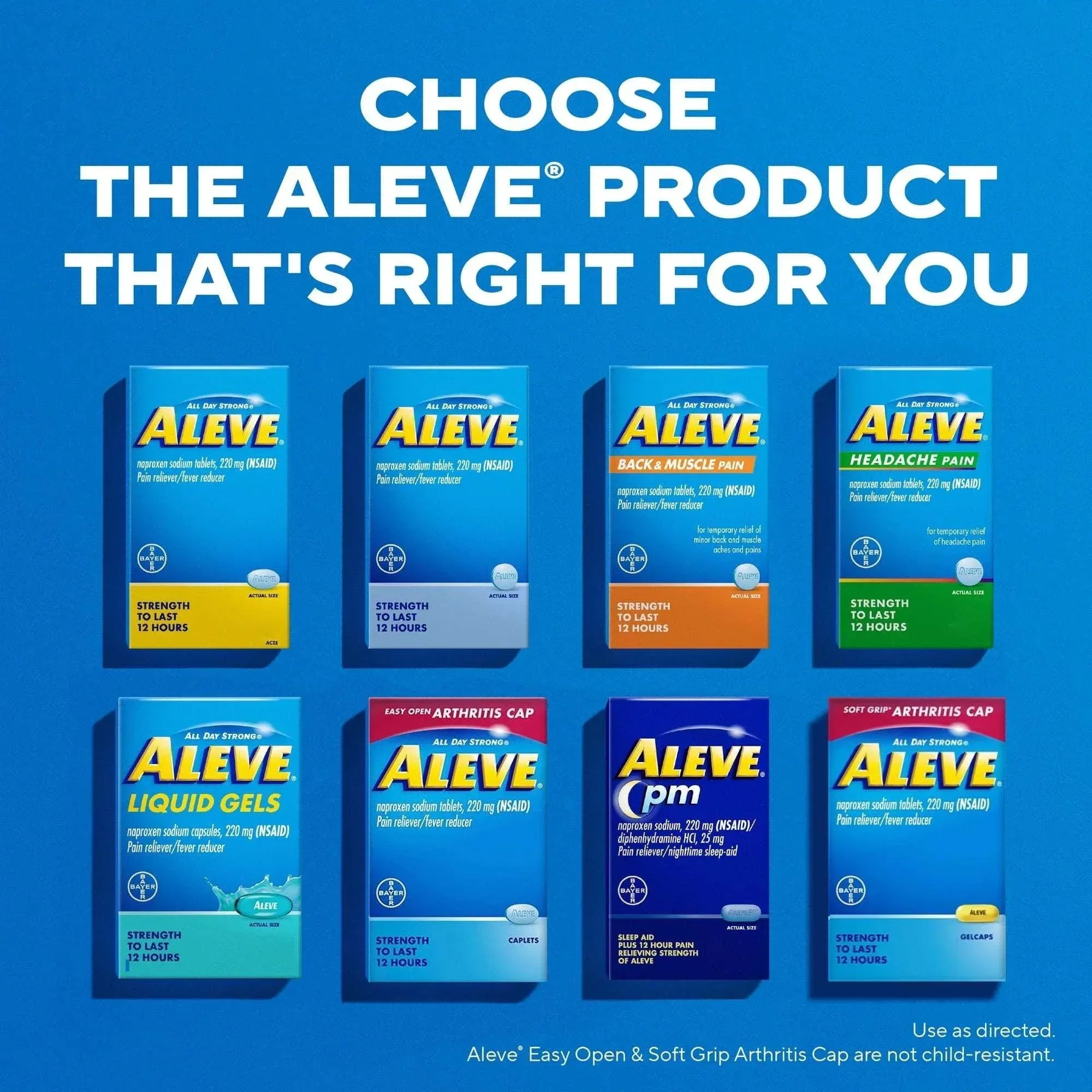 Aleve Pain Relief Caplets with Naproxen Sodium, Easy Open Arthritis Cap, 90 Count