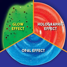 Round putty effects display showing glow, holographic, and opal effect sections