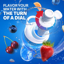 Chill-sleeve water bottle and dial, surrounded by water splash graphics