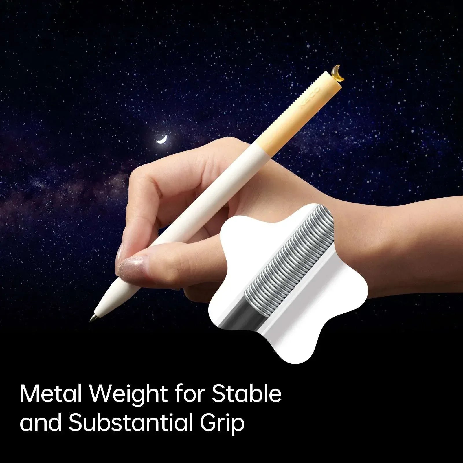 Kaco FIRST Gel Pens Cute Stationery Black Ink 3 Pieces, 0.5 mm Fine Point, Aesthetic Cute Star Pens for Journaling (Planet Series) - USA MEGA SHOP