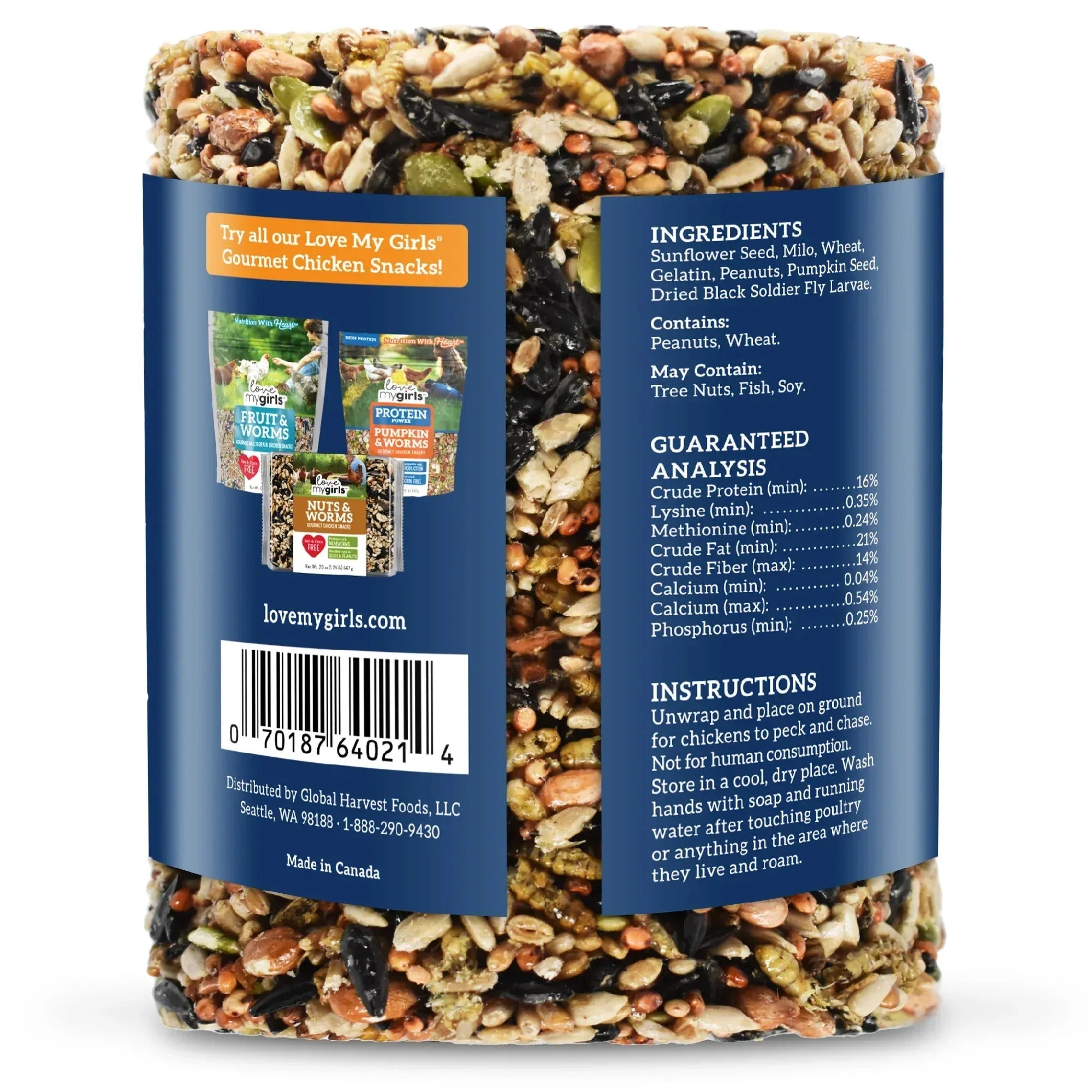 Love My Girls Peck 'N Roll Boredom Buster for Chickens, 2.5 lb. Seed Log, 1-Pack - USA MEGA SHOP