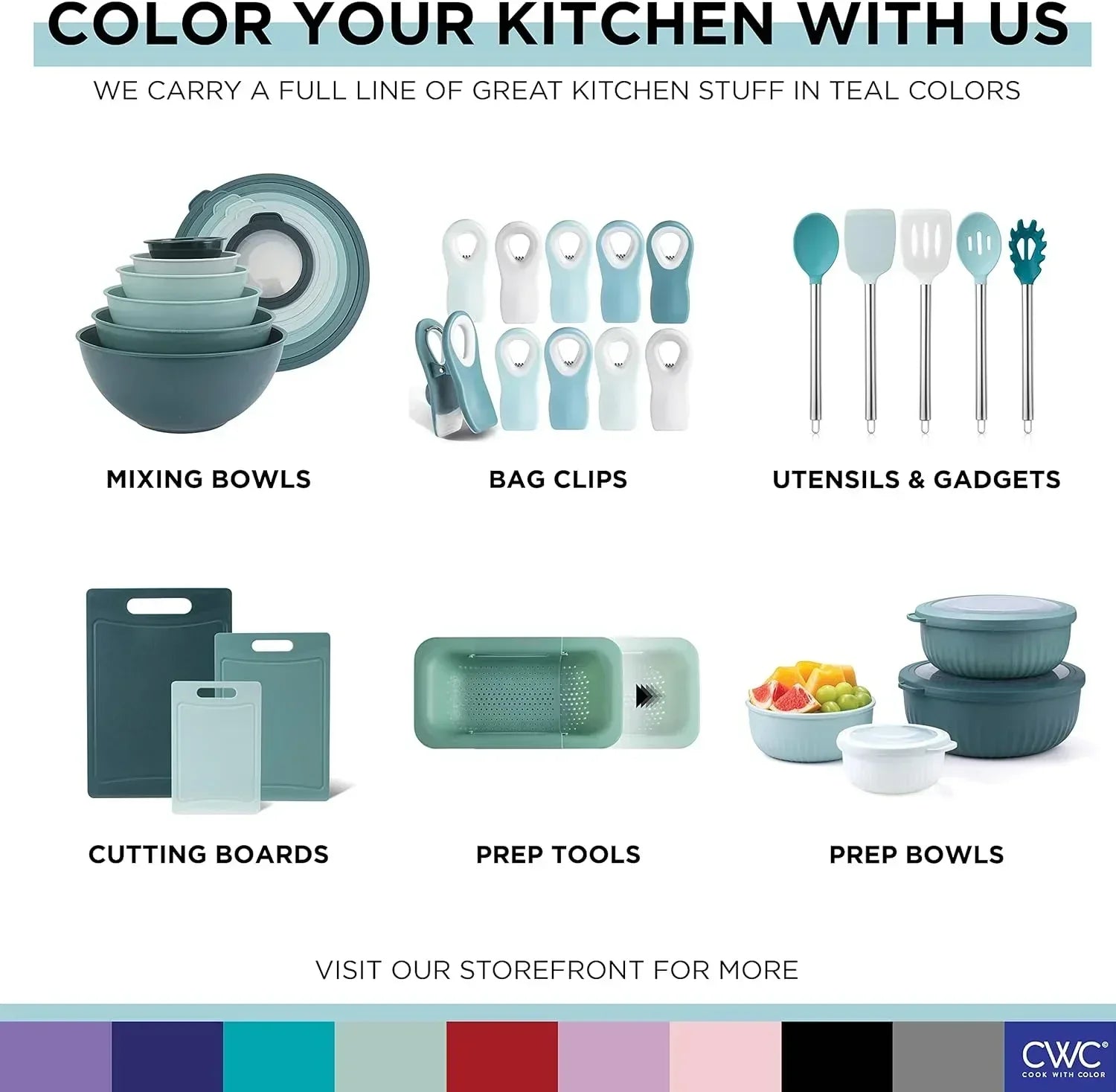 COOK WITH COLOR Meal Prep Containers Wide Mixing Bowls Food Storage Containers with Lid - USA MEGA SHOP