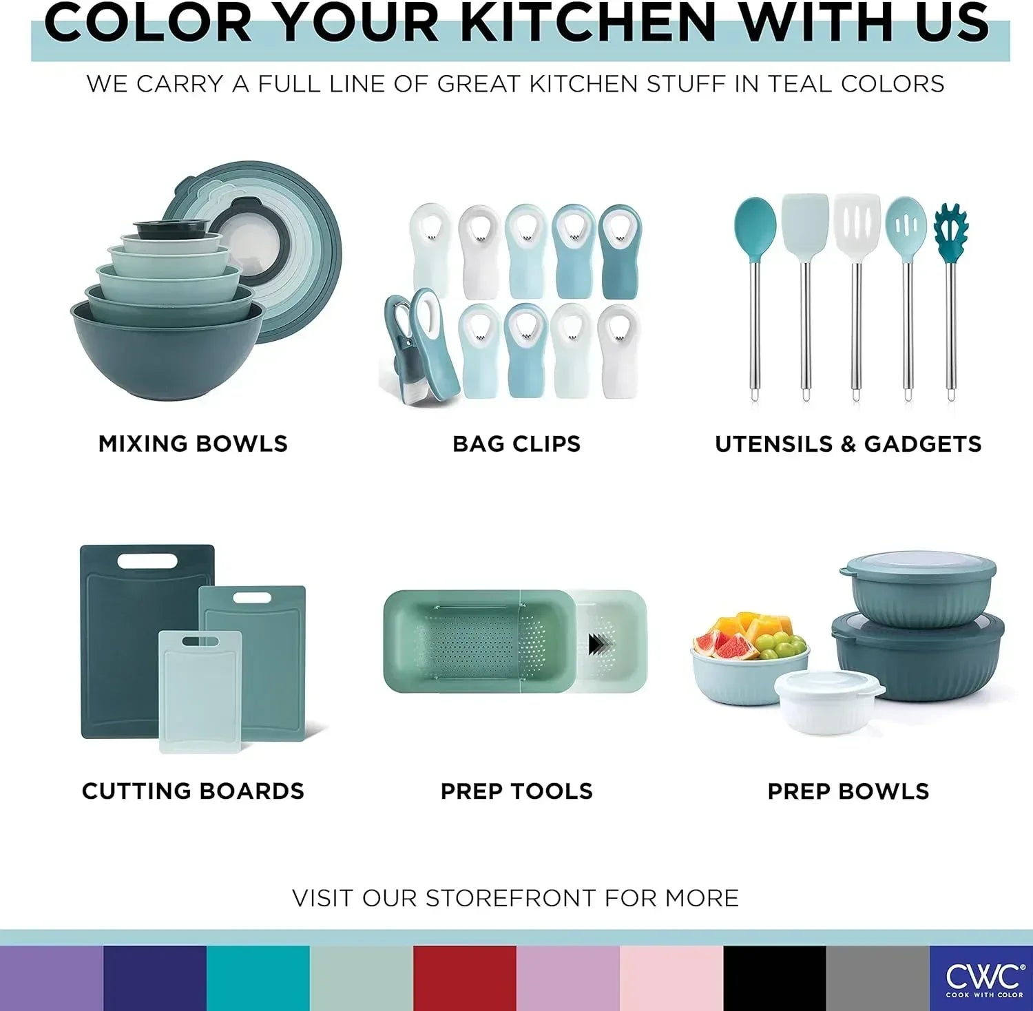 COOK WITH COLOR Meal Prep Containers Wide Mixing Bowls Food Storage Containers with Lid