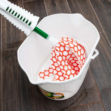 Square microfiber mop bucket with red-and-white patterned cloth