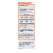 Children’s Motrin ibuprofen oral suspension back label with drug facts and dosing chart