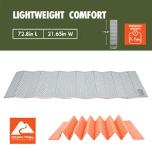 Light gray PE sleeping pad laid flat with repeating raised bumps and segmented sections