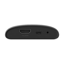 Black Roku Express streaming media player showing HDMI and power ports