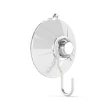 Large clear suction cup hook with metal J hook, side view