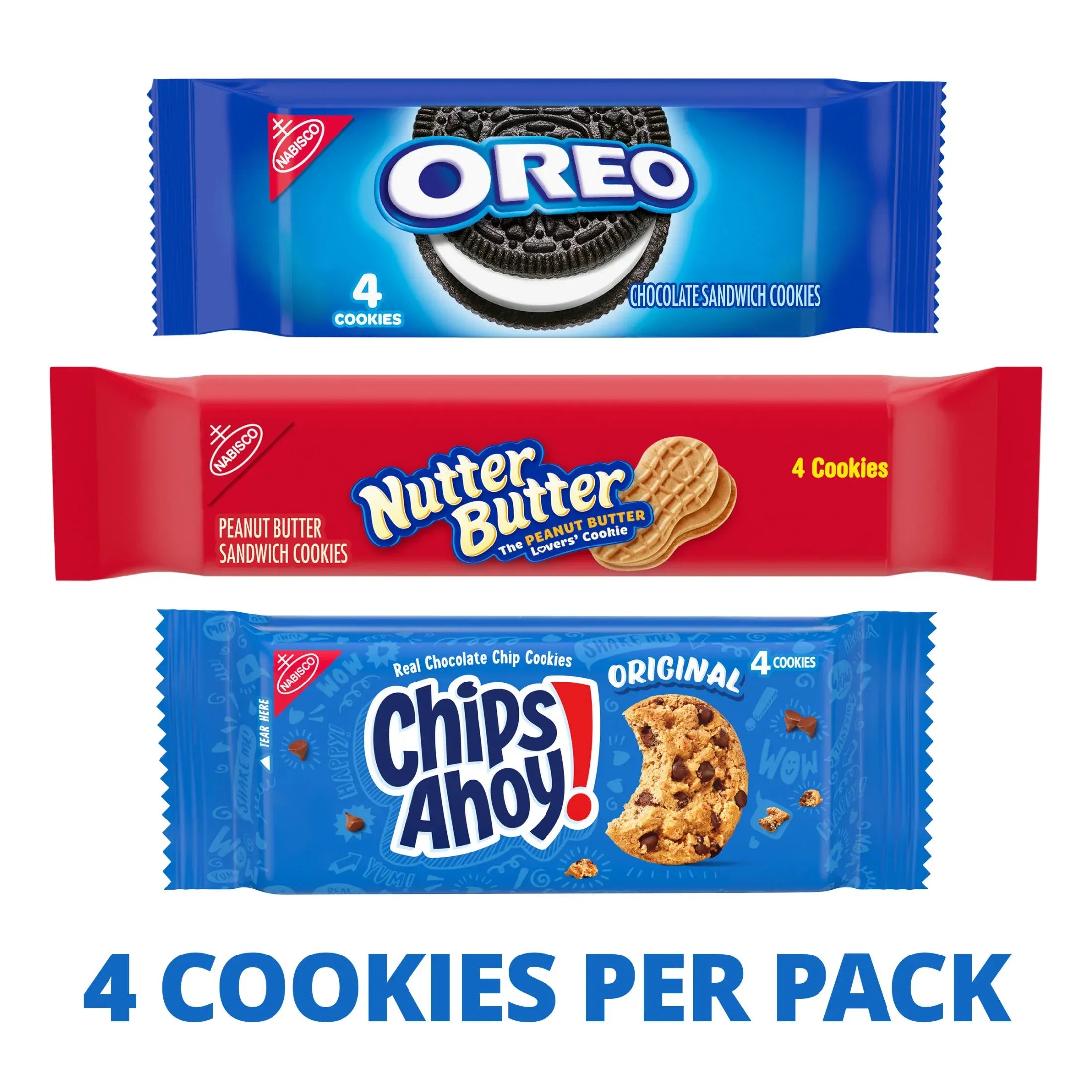 Nabisco Cookie Variety Pack, OREO, Nutter Butter, CHIPS AHOY!, 10 Snack Packs (4 Cookies Per Pack)