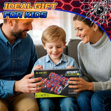 Blue and red RC stunt racing car with flashing blue LED lights, gift set box