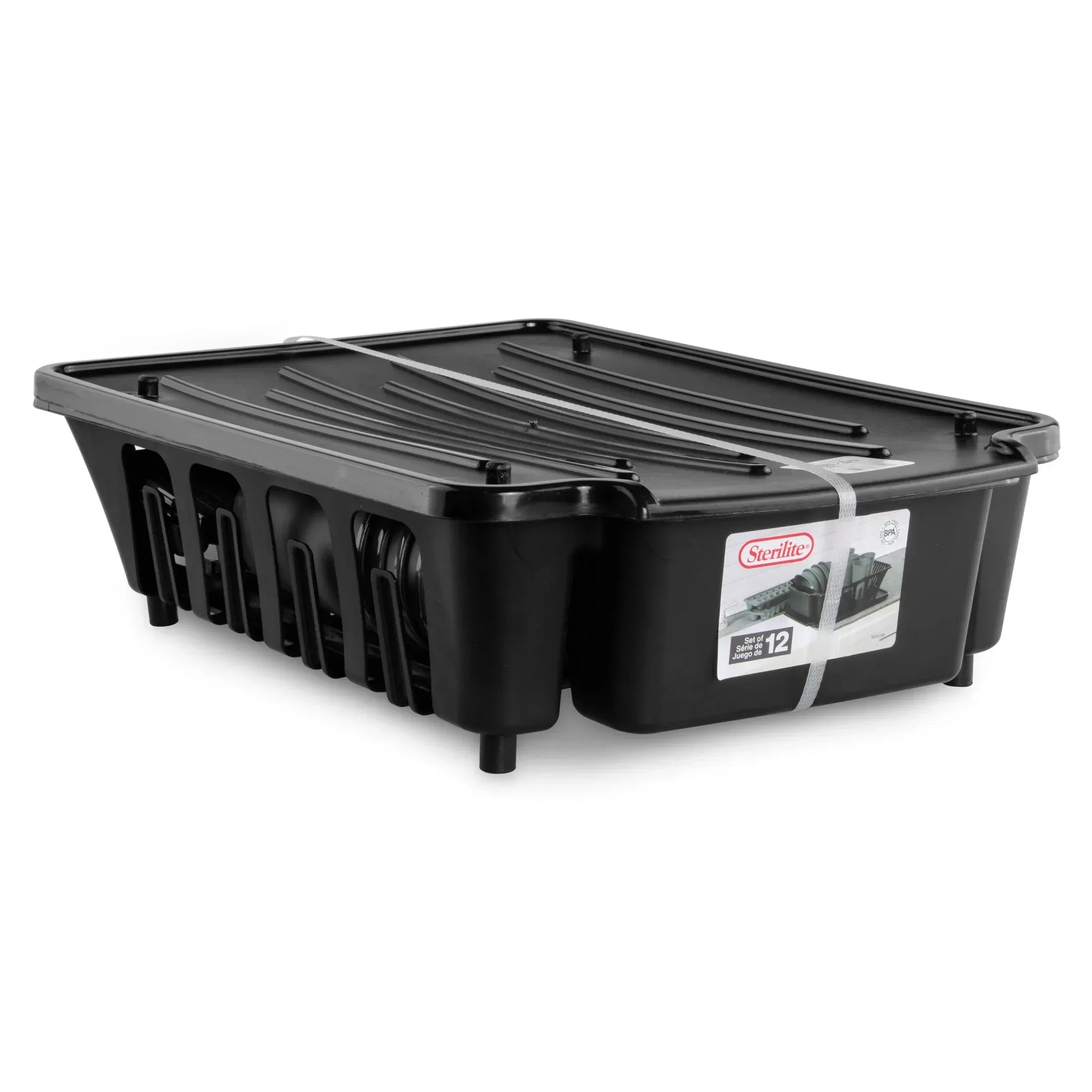 Sterilite 12 Piece Kitchen Set, Includes Sinkset, Bowls, Tumblers, Ice Cube Trays, Black