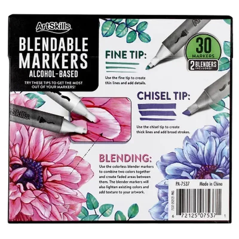 Artskills Dual-Tip Blendable Alcohol Marker Set, 30-Count