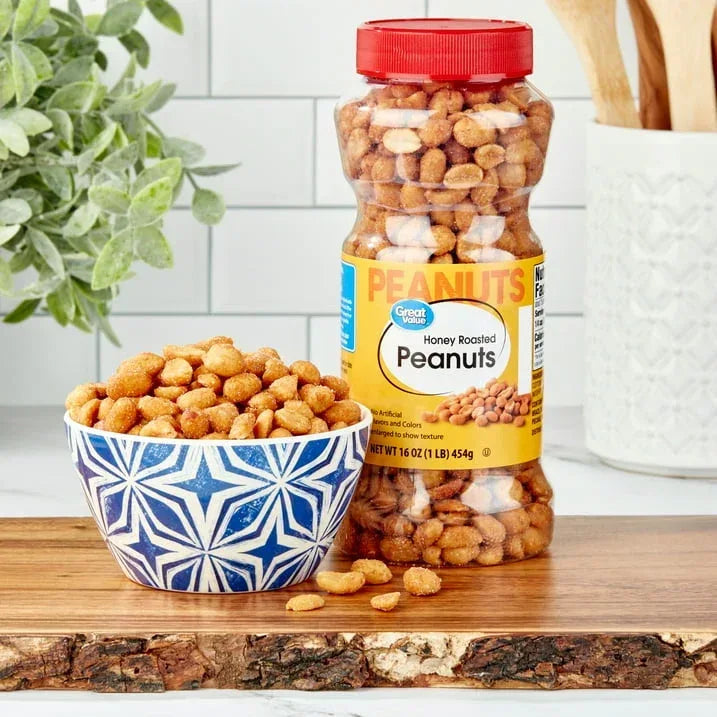 Great Value Honey Roasted Peanuts, 16 oz, Jar
