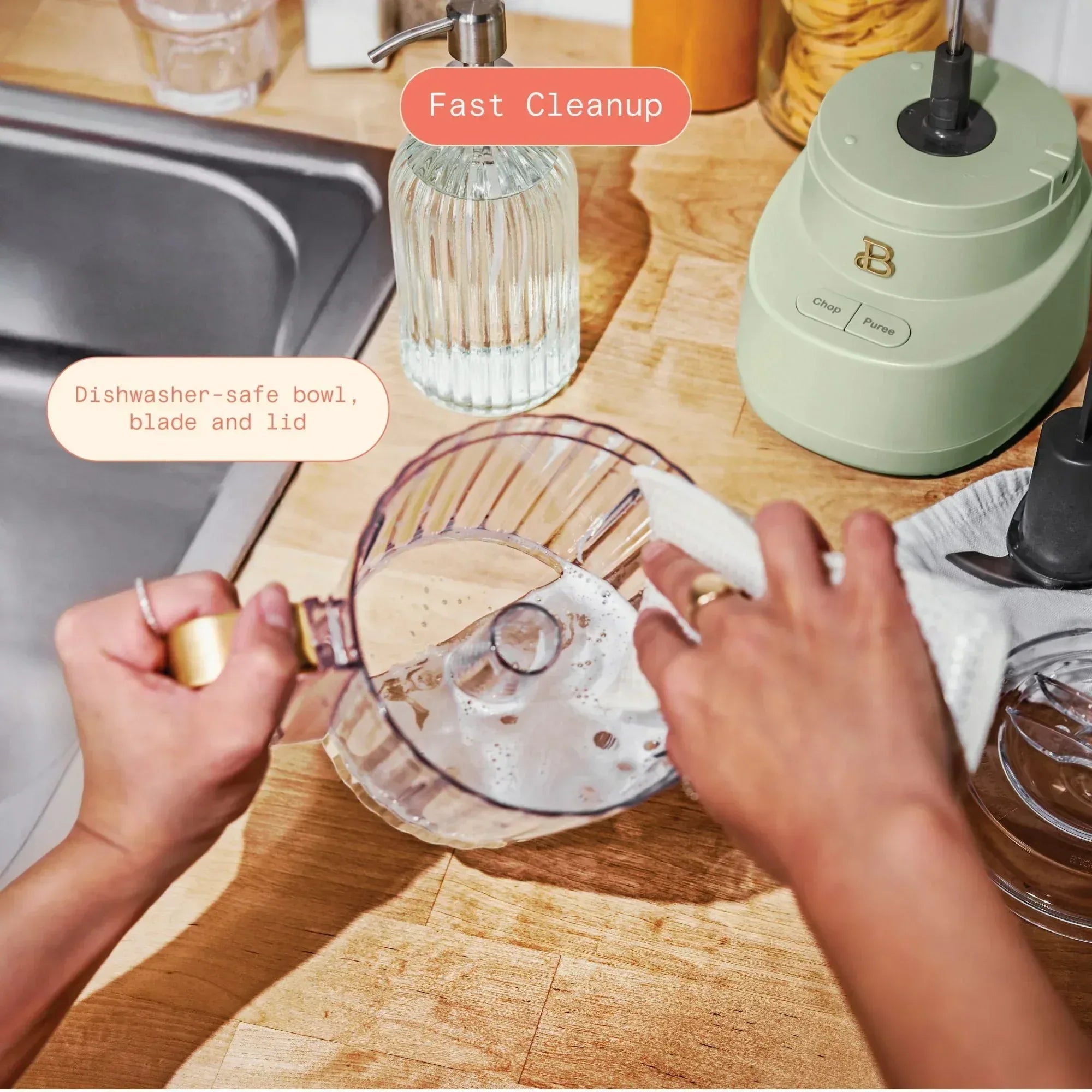 Beautiful 3-Cup Food Chopper, White Icing by Drew Barrymore