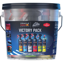 Car detailing kit bucket with Victory Pack contents, 8 items in a clear tub