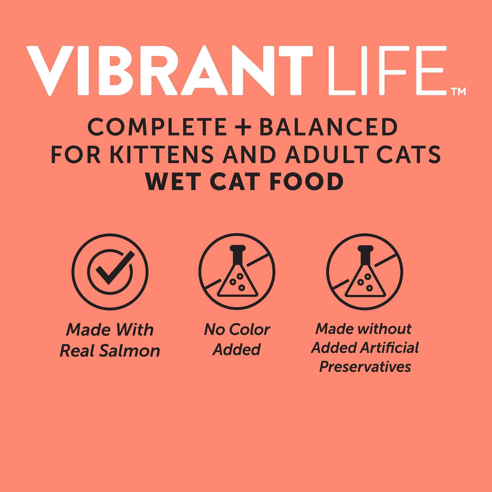 (6 pack) Vibrant Life Gourmet Salmon Entree Cuts in Gravy, Complete + Balanced, 2.64 oz Split Cup