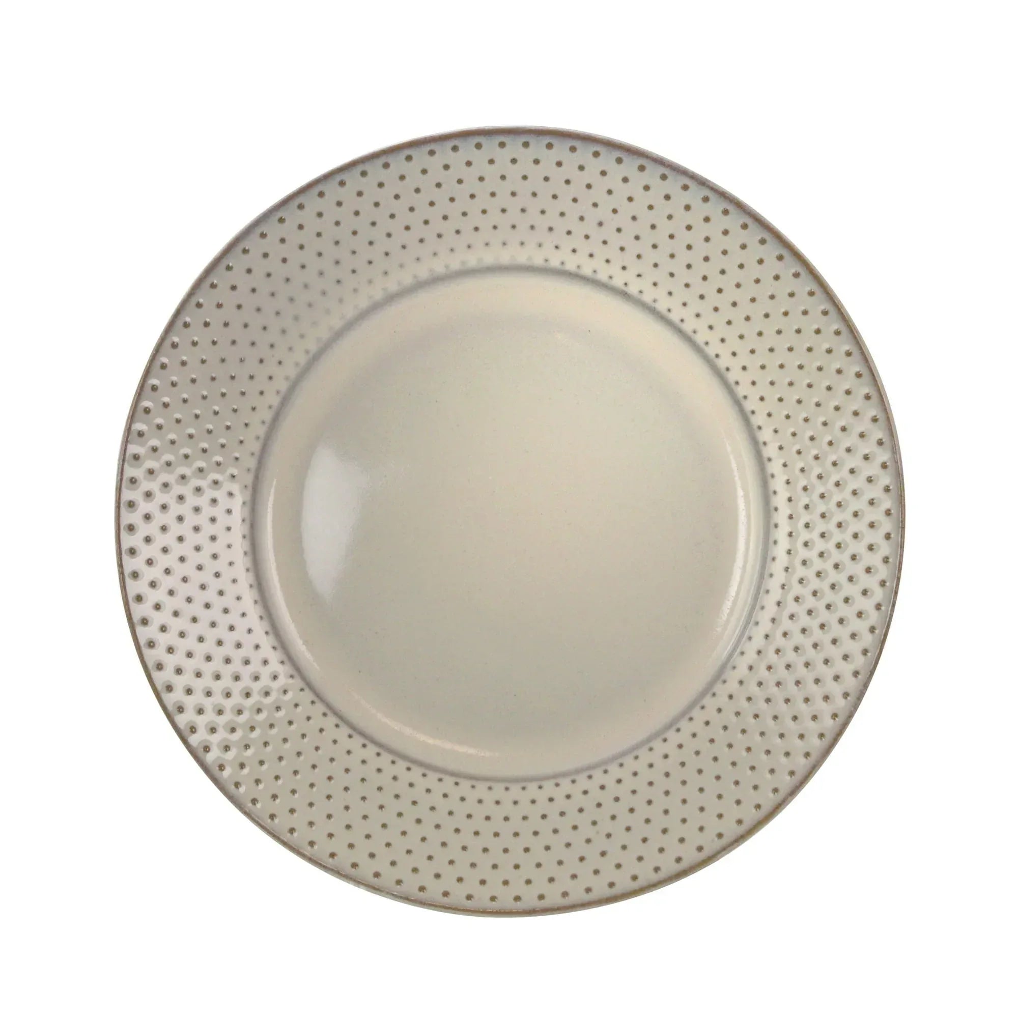 Elama Market Finds 16 Piece Round Stoneware Dinnerware Set in Embossed White