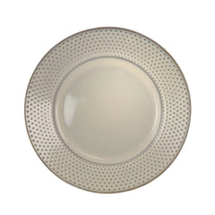 Elama Market Finds 16 Piece Round Stoneware Dinnerware Set in Embossed White