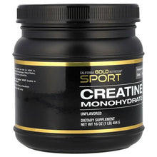 Creatine monohydrate supplement jar side panel with label text, unflavored