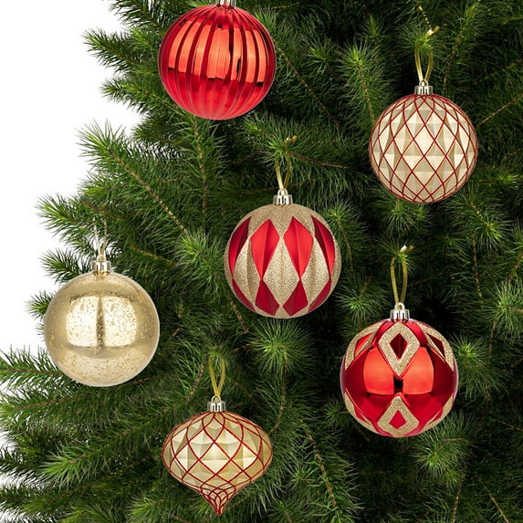 4 inch Reddish Gold Christmas Balls Ornaments 12 Pcs Shatterproof Christmas Ornaments Set Large Silver Ornaments for Christmas Tree Halloween Holiday Party