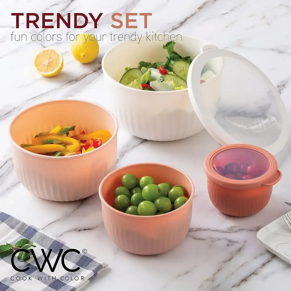 COOK WITH COLOR Meal Prep Containers Wide Mixing Bowls Food Storage Containers with Lid - USA MEGA SHOP