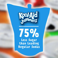Kool-Aid Jammers Tropical Punch pouch label: 75% less sugar than leading sodas