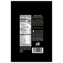 Nutrition facts panel on the back of roasted & salted pistachios package
