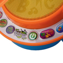 VTech KidiBeats drum set control panel with colorful buttons and power icon