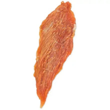 Single orange chicken jerky tender strip dog treat