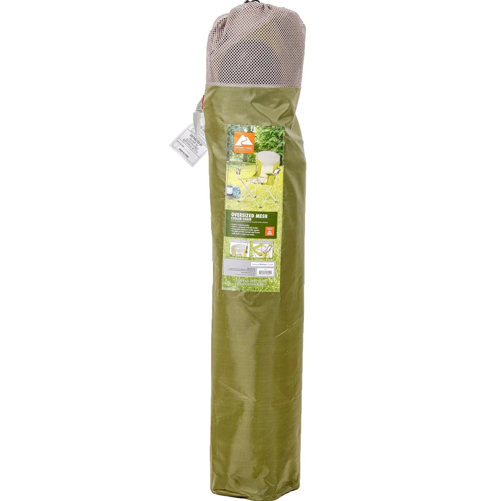 Ozark Trail Adult Oversized Mesh Camp Chair with Cooler, Green & Gray - USA MEGA SHOP