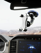 Windshield phone mount with suction cup and rotating gooseneck clamp