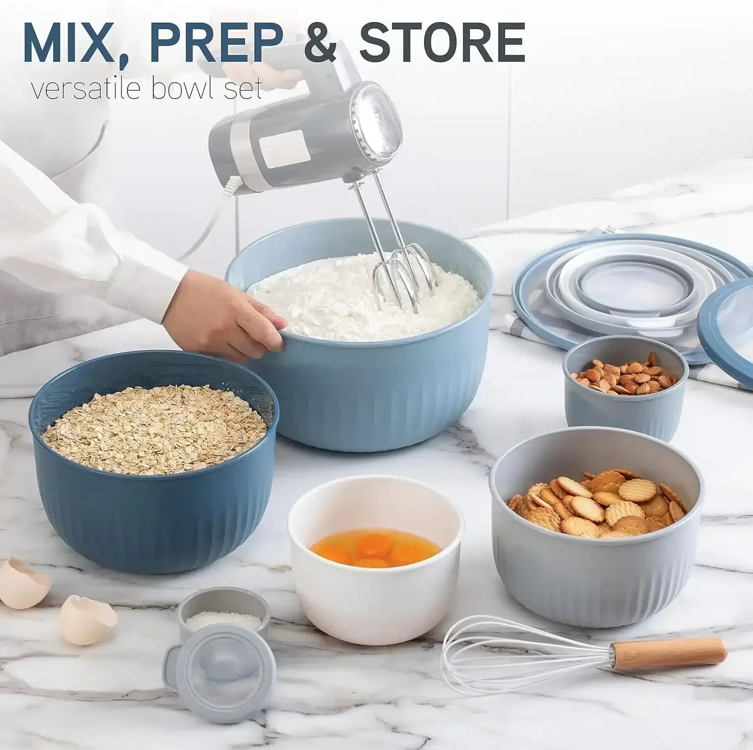 COOK WITH COLOR Meal Prep Containers Wide Mixing Bowls Food Storage Containers with Lids - USA MEGA SHOP
